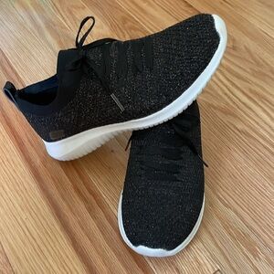 Skechers Air Cooled Memory Foam Women's Black Knit Sneakers